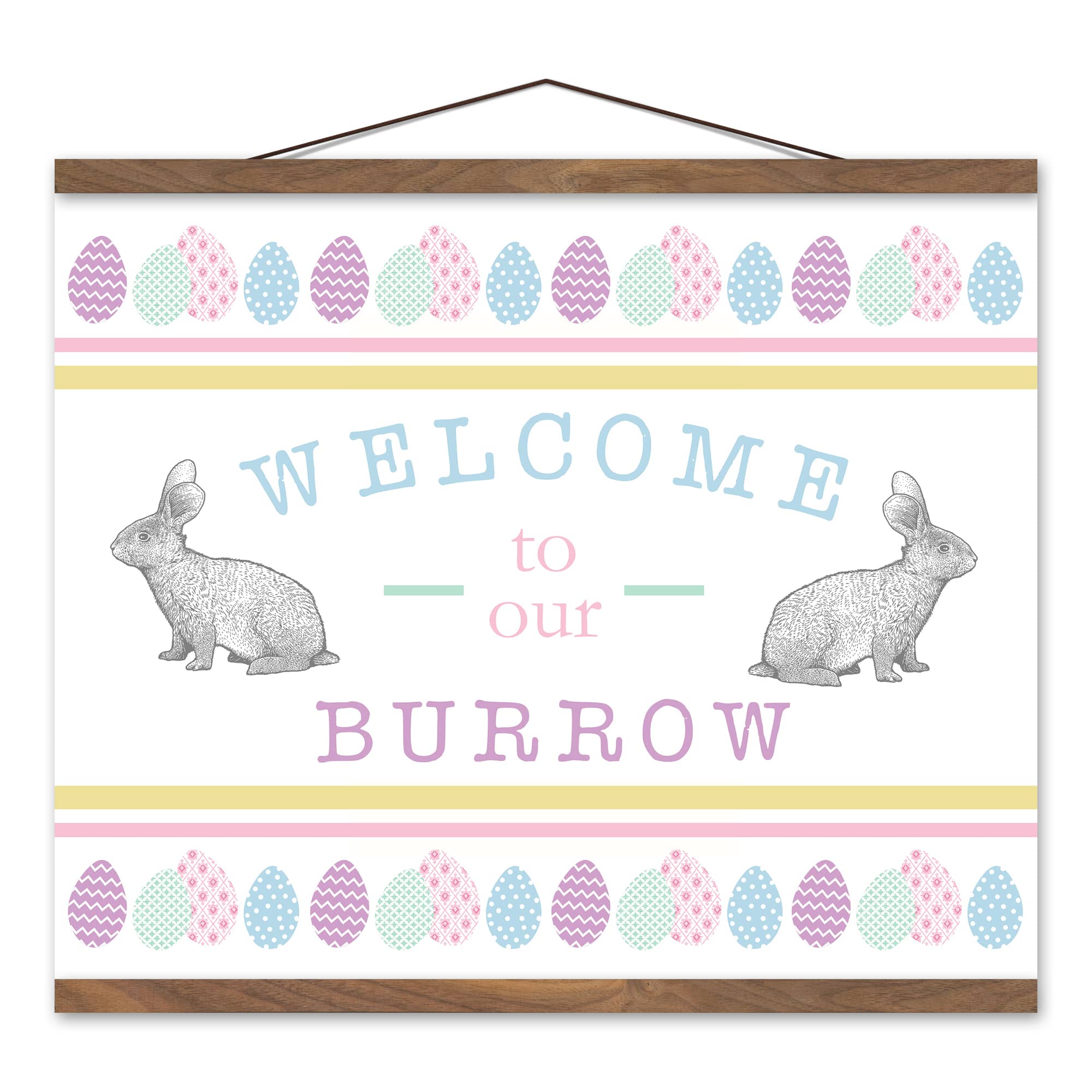 Welcome to Our Burrow 16" x 20" Teak Hanging Canvas